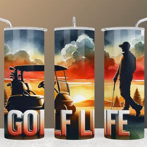 Vibrant Watercolor Golf Life Tumbler Wrap Design - Instant Download for 20 oz Sublimation Projects