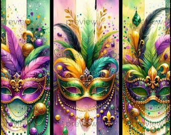Clipart masque de Mardi Gras : aquarelle (téléchargement numérique)