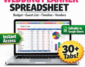 Wedding Planner Spreadsheet Google Sheets | Budget Tracker, Guest List, RSVP & Timeline Template