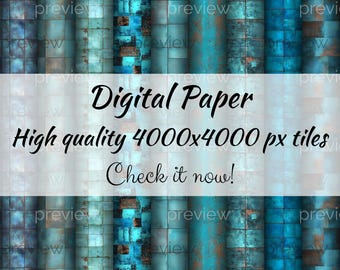 Patina Blue Tile Digital Paper – Seamless Copper Texture (Digital Download)