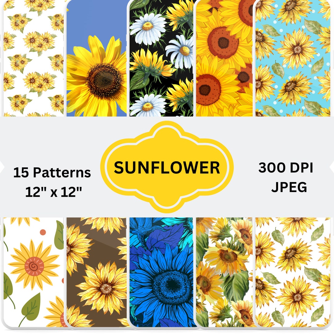 Sunflower Digital Paper Pack: 12x12 Floral Backgrounds (digital ...