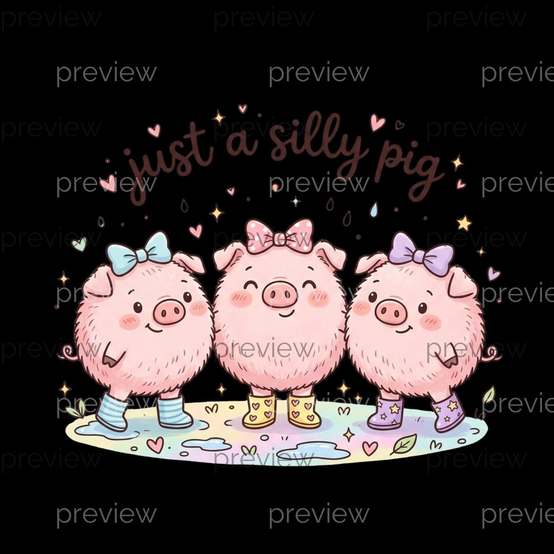 Silly Pig PNG Design - Digital Illustration - Instant Download ...