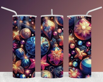 Décorations des fêtes et motifs floraux à téléchargement immédiat pour sublimation 20 oz