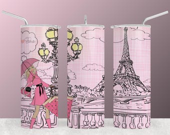 Emballage de verre pour femme parisienne - Sublimation Tour Eiffel (téléchargement numérique)
