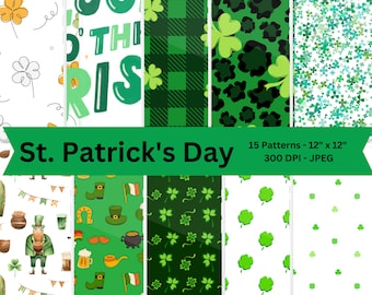 St. Patrick's Day Digital Paper: 12x12 Scrapbook Backgrounds (Digital Download)