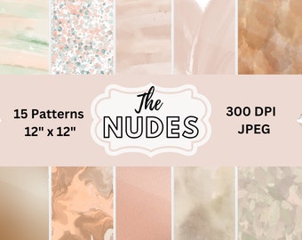 Digital Paper, Nude Digital Paper, INSTANT DOWNLOAD, 12x12, Nude Print Background, 300 DPI, Nude Digital Paper, Nude Flower Paper, Digital