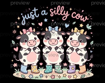 Silly Cow PNG Design- Digital Illustration - Instant Download - Whimsical