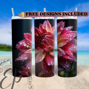 Floral Sublimation Tumbler Wrap, 20 oz Skinny Tumbler Sublimation Design, Digital Download PNG, Instant DIGITAL ONLY, Floral Tumbler
