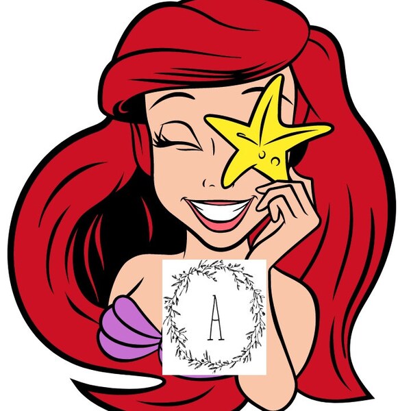 Ariel with the StarFish Svg Layered Bundle, Instant Download For Cricut, Silhouette Vector SVG PNG DXF Cut File