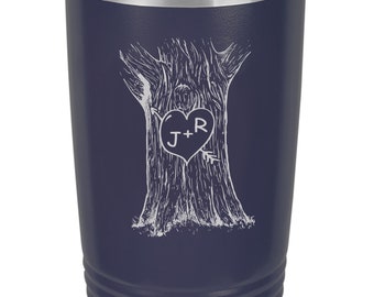 Engraved Sweetheart Tree Tumbler, Personalized Wedding Gift