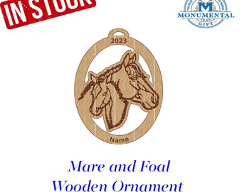 Mare and Foal Personalized Wooden Ornament, Mare and Foal Christmas ornament, Mare and Foal personalized gift, Mare and Foal ornament