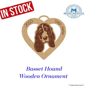 Basset Hound Personalized Wooden Ornament, Basset Hound Christmas ornament, Basset Hound personalized gift, Basset Hound lover gift