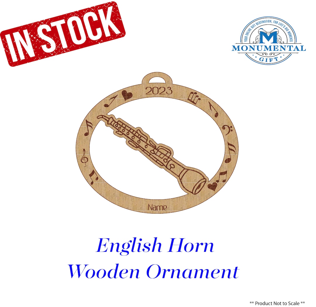 English Horn Wooden Ornament, English Horn Personalized Gift, English