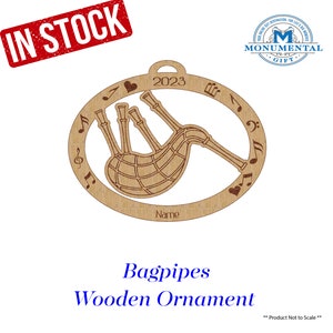 Bagpipes Ornament, Bagpipe Personalized Gift, Bagpipes Christmas Ornament, Bagpipes Wooden Ornament