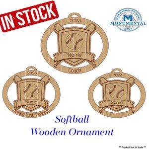 Softball Personalized Wooden Ornament, Softball Christmas ornament, Softball personalized gift, Softball Coach/Assist Coach