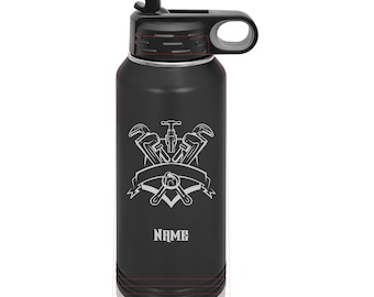 Personalized Plumber Insulated Water Bottle, Laser Etched