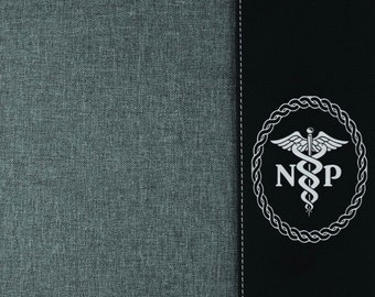 NP, NP Gift, NP Black Leather Portfolio, Personalized Nurse practitioner Notebook, Nurse practitioner Birthday Gift