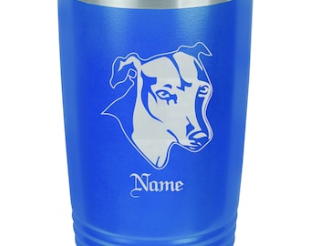 Personalized Whippet Travel Tumbler, Laser Etched Stainless Steel, Dog Lover Gift