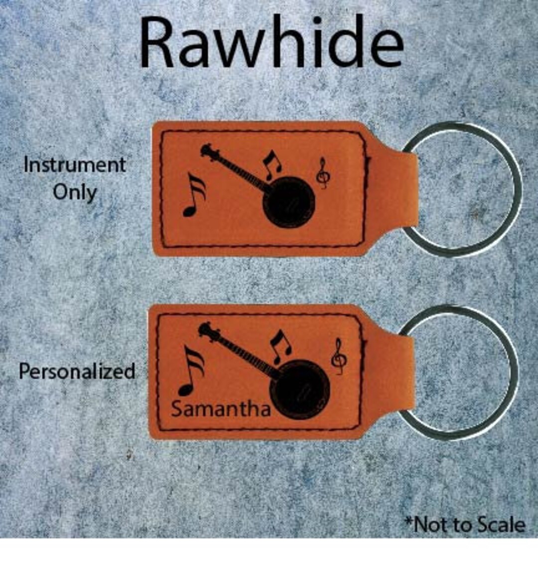 Personalized Banjo Player Keychain, Laser Engraved Leatherette ...