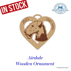 Airedale Personalized Wooden Ornament, Airedale Christmas ornament, Airedale personalized gift, Airedale lover gift, Airedale
