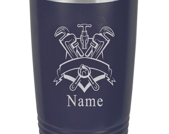 Personalized Plumber Tumbler, Laser Etched Stainless Steel Travel Mug