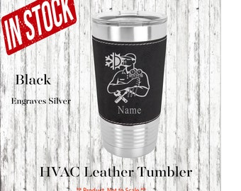 HVAC Personalized Leather Insulated Tumbler, Hvac Graduation Gift, HVAc Birthday Gift, HvAC Leather Tumbler, HVAC Gift