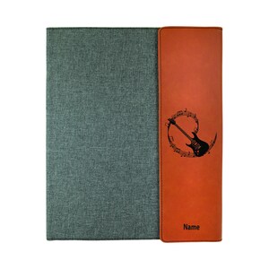 Electric Guitar Player,  Electric Guitar Player  Gift, Electric Guitar Player Leather Portfolio, Electric Guitar Player Notebook