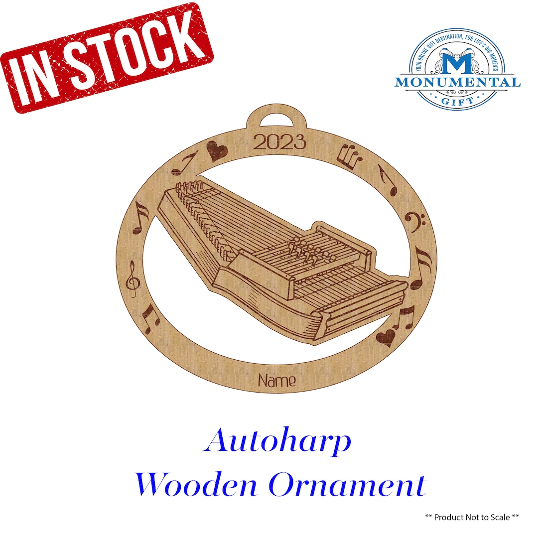 Autoharp, Auto Harp Wooden Ornament, Personalized Autoharp Gift