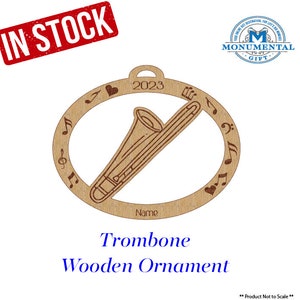 Trombone, Trombone Wooden Ornament, Trombone Christmas Gift, Trombone Player Gift, Trombone Ornament, Trombone Band Gift