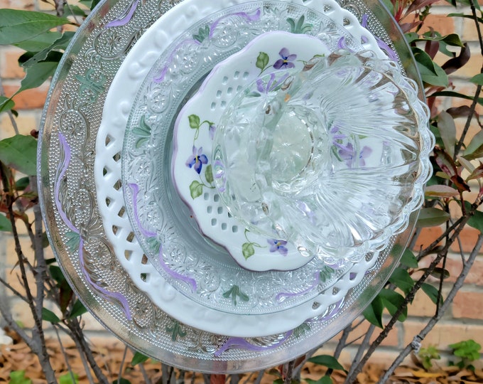 Handcrafted Original Glass Garden Art, Glass Flower, Plate Flower, Hand
