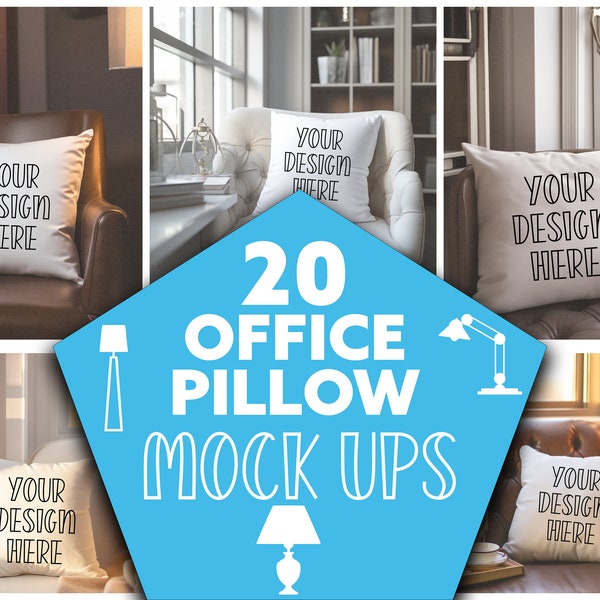 Enhance Your Presentation: '20 Office Pillow Mock Ups' Bundle for Graphic Designers!