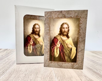 Pacote com 25 cartões de condolências cristãos com retrato de Jesus | Caixa de cartões de condolências | Artigos religiosos para luto | Cartões e envelopes