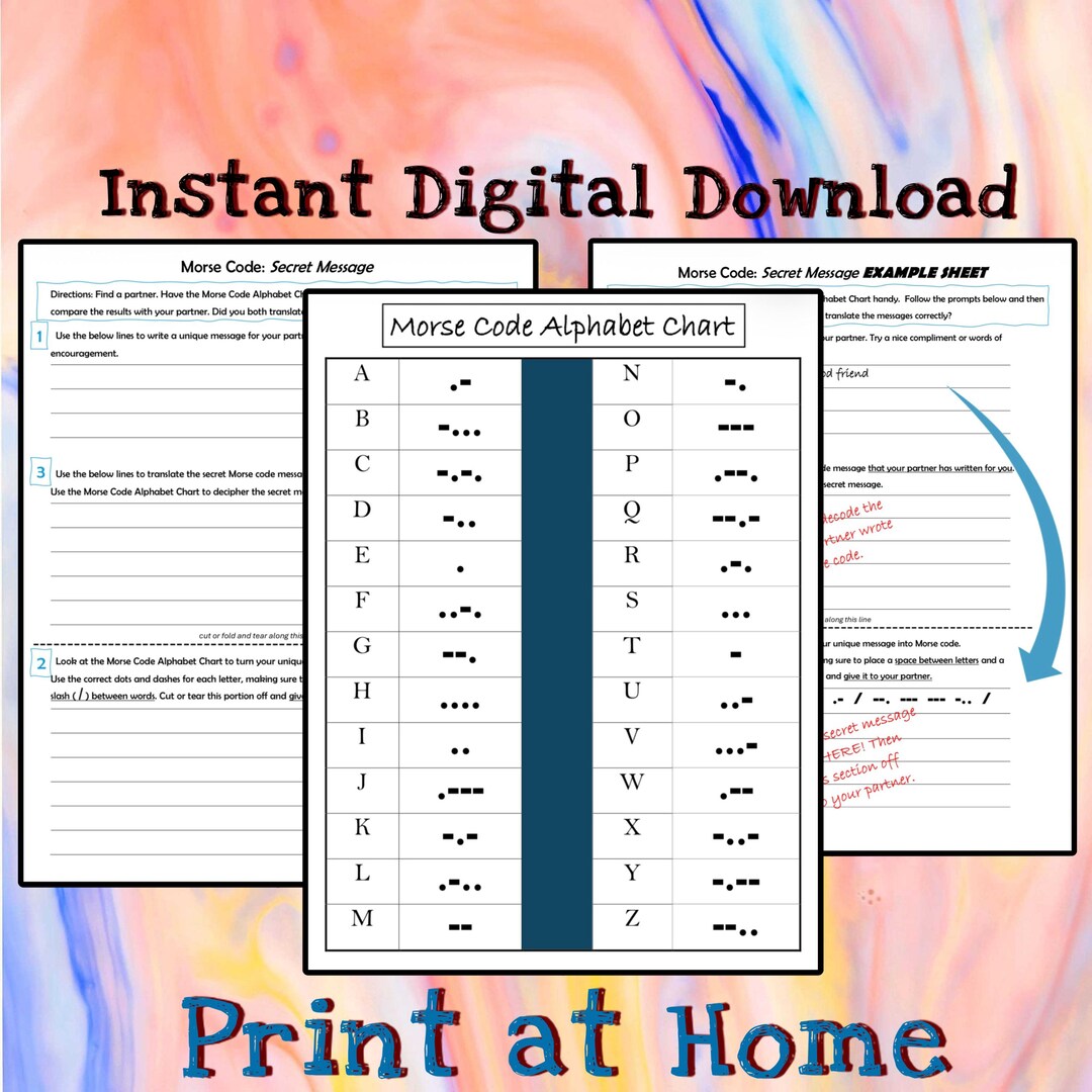 Morse Code Secret Message Worksheet for Kids (digital Download) - Etsy UK