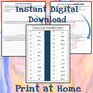 Morse Code Secret Message Worksheet for Kids (Digital Download)
