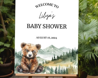 Woodland Creatures Baby Shower Welcome Sign, Customizable Forest Animal Theme Decor, Gender Neutral Baby Shower, Editable Digital Download