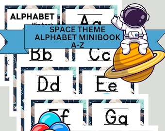 Alphabet Flashcards Digital Download, ABC Printable Flash Cards, Childrens Learning, Alphabet Cards, Outerspace Children’s Alphabet Cards
