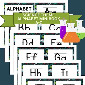 Alphabet Flashcards Digital Download, ABC Printable Flash Cards, Printable Alphabet Cards, Science Children’s Alphabet Cards