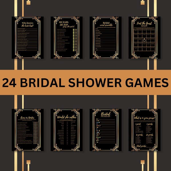 Roaring 20s Bridal Shower Games, Great Gatsby Vintage Bridal Shower, Bridal Shower Game Bundle, Roaring Twenties Bridal Shower, Great Gatsby