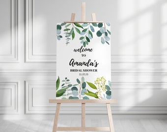 Bridal Shower Welcome Sign, Welcome Signs, Shower Bundle, Eucalyptus Bridal Shower, Greenery Bridal Shower, Editable, Instant Download