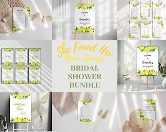 She Found Her Main Squeeze Bridal Shower Bundle, Lemon Bridal Shower Bundle, Bridal Shower Invitation, Printable Signage, Welcome Sign