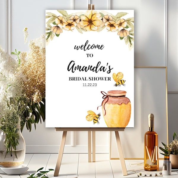 Bride to Bee Bridal Shower Welcome Sign, She Found Her Honey Bridal Shower, Bridal Shower Welcome Sign, Welcome Signs, Printable Signage