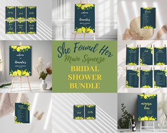 Navy Blue Lemon Bridal Shower, Lemon Bridal Shower Bundle, Bridal Shower Set, Editable Templates, Bridal Shower Invitation Bundle, Printable