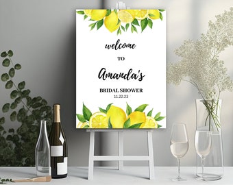 Bridal Shower Welcome Sign, Welcome Sign, Shower Bundle, Lemon Bridal Shower, Editable, She Found Her Main Squeeze, Simplistic Bridal Shower