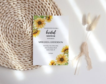 Sunflower Bridal Shower Invitation, Sunflower Bridal Shower, Bridal Shower Invitations, Sunflower Shower, Bridal Shower Invitation, Template