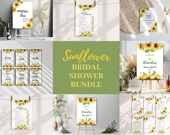 Sunflower Bridal Shower, Bridal Shower Bundle, Bridal Shower Set, Editable Templates, Bridal Shower Invitation Bundle, Printable Signage