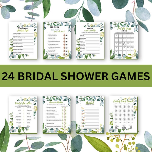 Eucalyptus Bridal Shower Games, Bridal Shower Game Bundle, Greenery Bridal Shower, Plant Bridal Shower, Eucalyptus Bridal Shower Brunch