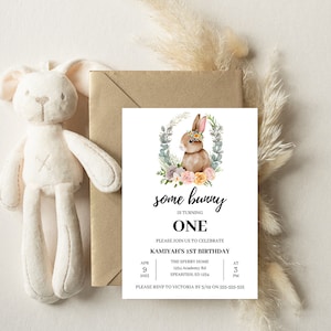 Birthday Invitations, First Birthday, Some Bunny Is Turning One, Easter Birthday Invitation, 1st Birthday, Easter Birthday, Bunny Birthday