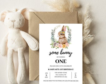 Birthday Invitations, First Birthday, Some Bunny Is Turning One, Easter Birthday Invitation, 1st Birthday, Easter Birthday, Bunny Birthday