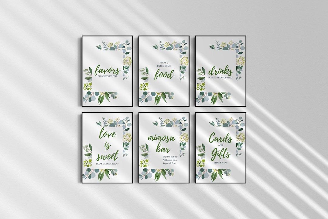 Bridal Shower Sign Set, Printable Signage, Food and Beverage Sign ...