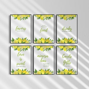 Bridal Shower Sign Set, Printable Signage, Table Signs, Shower Bundle, Lemon Bridal Shower, Wedding Signs, She Found Her Main Squeeze